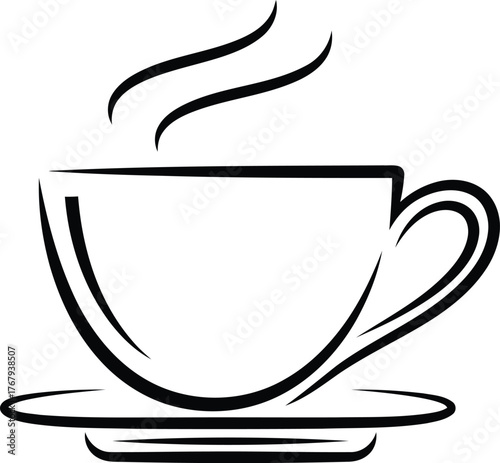 Hot Coffee Cup Silhouette Vector – Steaming Drink Mug Icon for Café and Morning Design