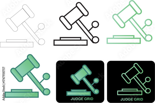 Justice Hammer Icon Set Minimalist Law Illustrations for Legal Concepts