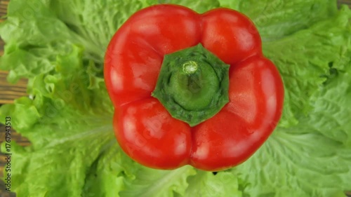 lettuce and sweet bell pepper on a rotating backgr