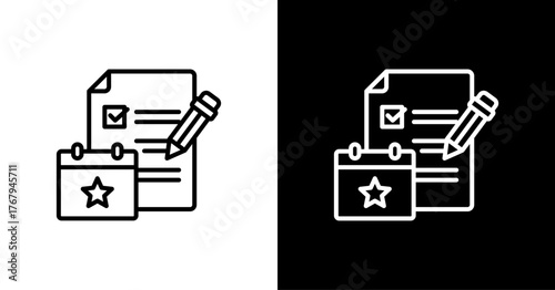 Event Planning White Icon Set Design