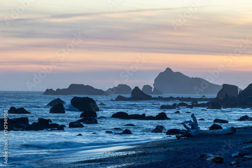 Sunset along the coast in northern California