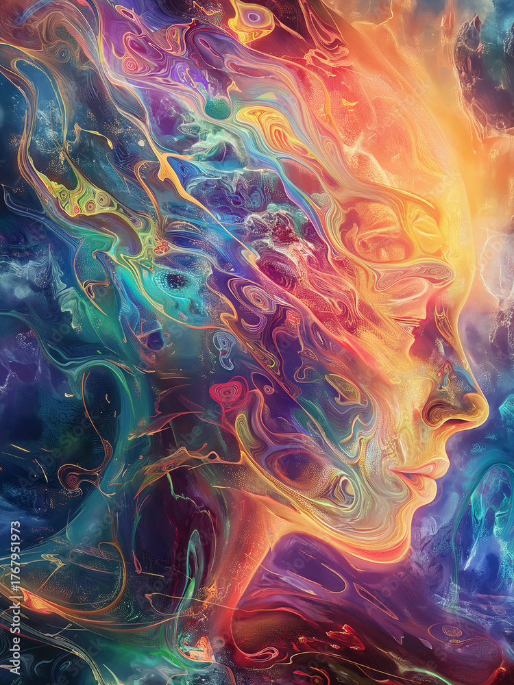 Fototapeta premium Futuristic abstract depiction human mind glowing energy light creativity imagination consciousness.