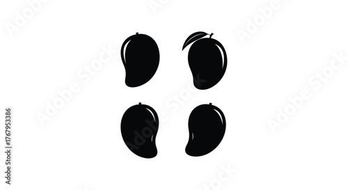 Four black mangoes arranged in a grid