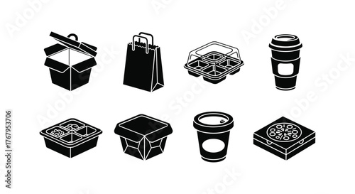 Collection of black and white dessert illustrations