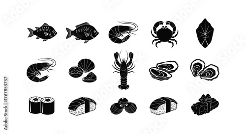 Fast food meal items silhouette collection