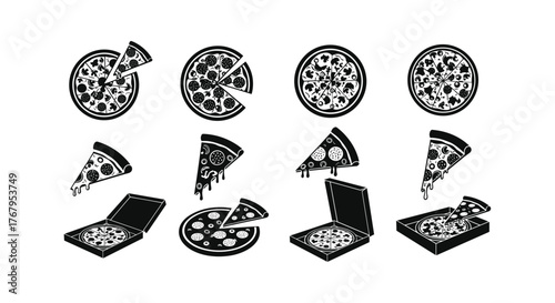 Japanese food icons set featuring sushi rice and condiments