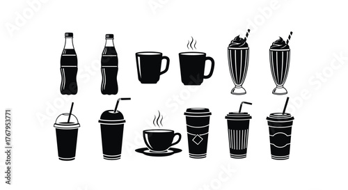 Collection of sweet treats and candies in black and white