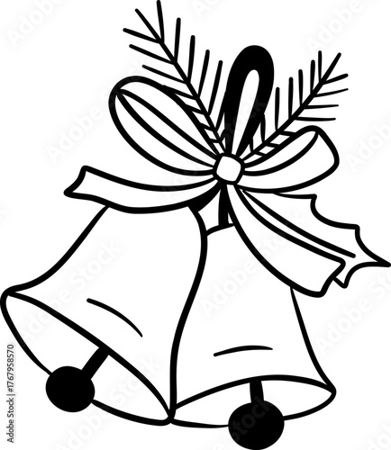 Hand-Drawn Christmas Clipart Holiday Line Art Elements, Minimal Outline