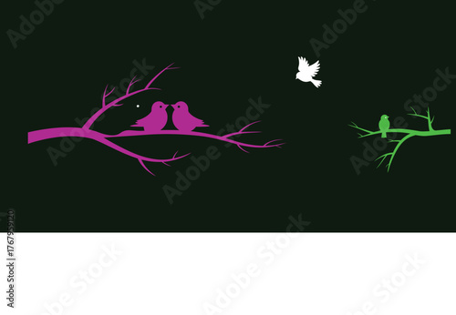 Soaring Bird Silhouette Taking Flight from Branch Under Twilight Sky, Representing Liberation, Tranquility, and the Beauty of Nature in Artistic Minima