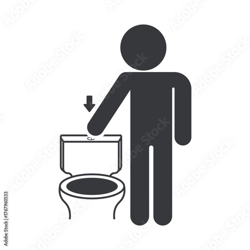 Isolated pictogram reminding user to press the "flush" button after using the toilet