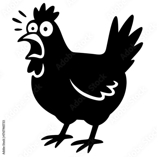 Silhouette of a shocked hen