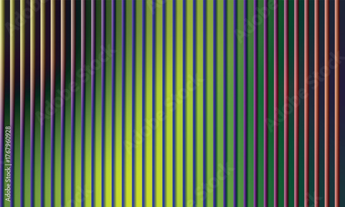 Vertical bands transition from bright yellow and green to dark purple and brown tones