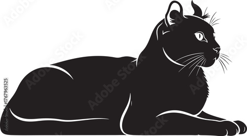 Elegant black cat silhouette reclining gracefully capturing the mystique of feline form for diverse design projects