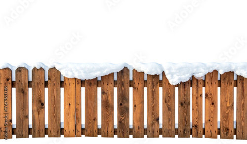 Wallpaper Mural Wooden Fence Covered with Snow Isolated on Transparent Background (PNG) Torontodigital.ca
