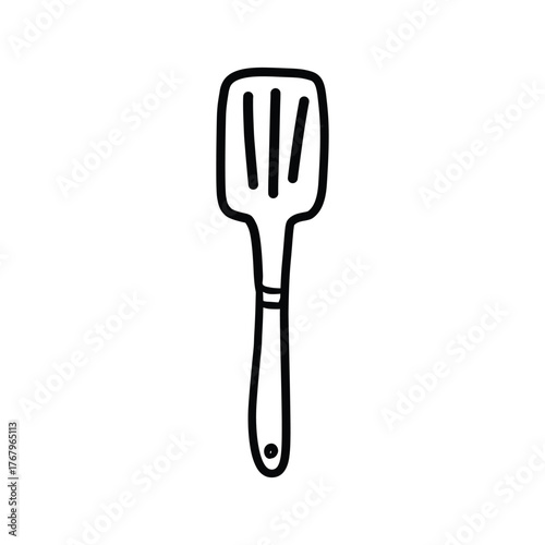 Slotted Spatula or Turner - Essential Kitchen Cooking Utensil Outline Icon