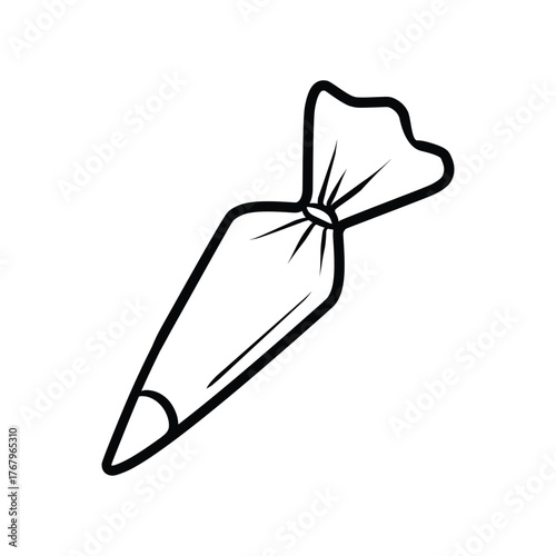 Icing Piping Bag with Nozzle - Outline Vector Icon for Cake Decorating