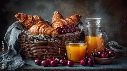 still life with bread and apple