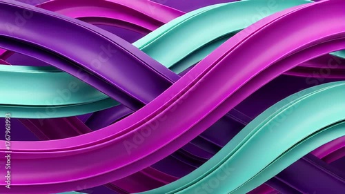 Vibrant abstract waves in purple and teal colors creating a dynamic flow