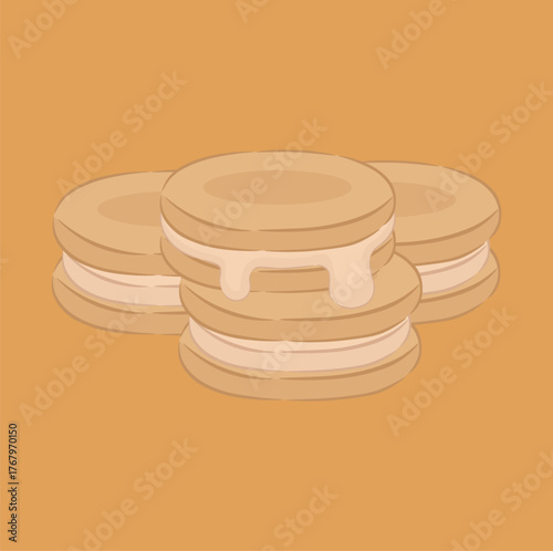 illustration of biscuits with jam, sweet snack, dessert, tea time, breakfast