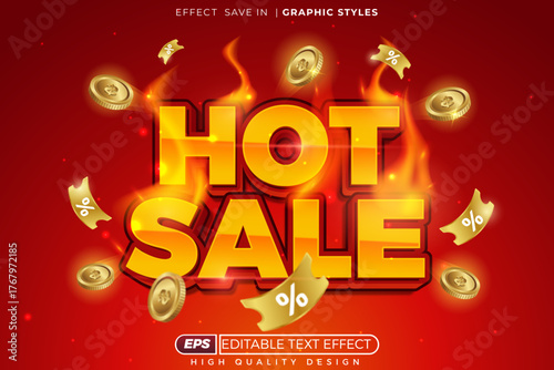 Editable 3d text effect hot sale with fire effect and confetti  for banner design template