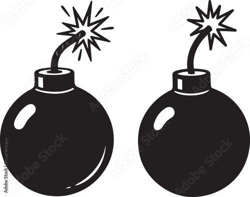 Two black cartoon bomb silhouettes