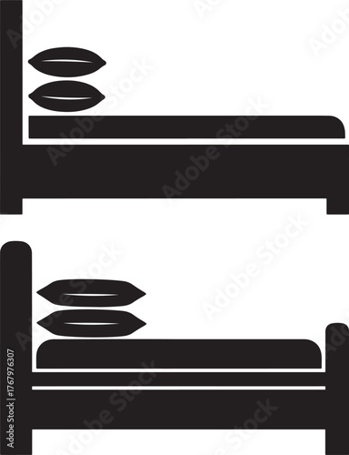 Two beds with pillows silhouette