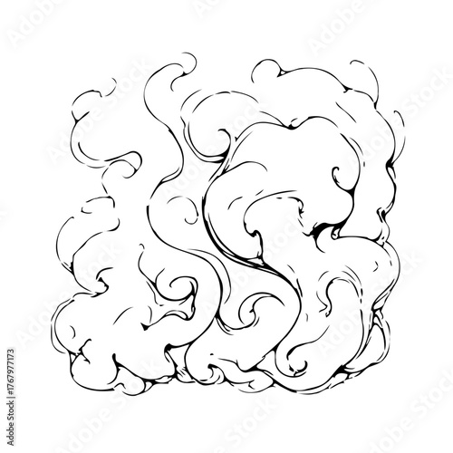 Swirling vapor illustration featuring rising ethereal currents and abstract cloud formations in
