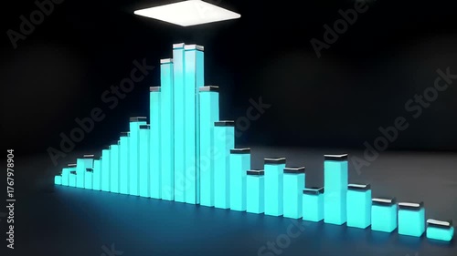 Vibrant blue sound wave visualization in a modern studio setting