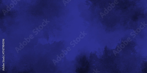 Abstract dark blue watercolor cloudiness, mist, or smog background. Dark navy blue sky with black background and blurred pattern. Vivid textured aquarelle painted art design background.	