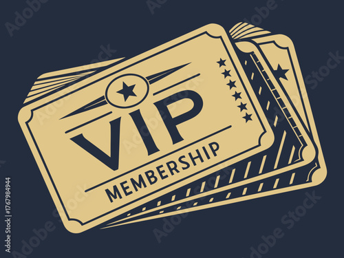 Golden VIP Membership Card Vector Illustration  