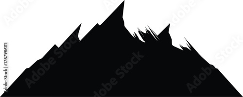 Sharp Mountain Peaks Silhouette with Snow Cap
