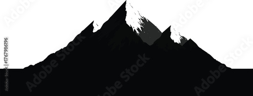 Sharp Mountain Peaks Silhouette with Snow Cap