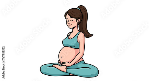 Pregnant Woman in Yoga Pose Embracing Motherhood and Wellness Through Meditation