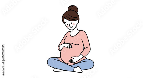 Pregnant Woman Sitting and Holding Her Belly A Serene Moment of Motherhood
