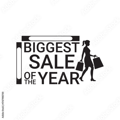 Biggest Sale of the Year Black Friday Silhouette Vector Illustration.