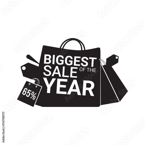 Biggest Sale of the Year Black Friday Silhouette Vector Illustration.