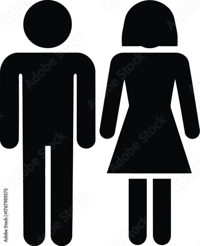 Male and Female Figures Icon - Gender Symbol Silhouette