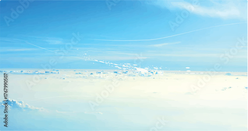 Vector blue colour gradients, Realistic blue watercolor texture panorama on white background, illustration background material sky texture shreds cloud watercolor.eps10