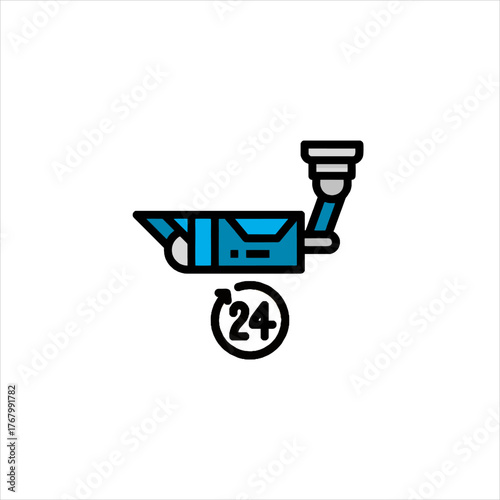 Security camera provides twenty four hour surveillance for safety and protection in a modern, minimalist style.