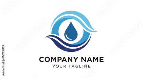 Water Drop and Wave Circle Logo Design for Purity and Freshness.