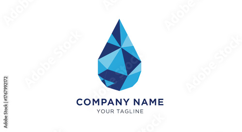 Abstract Polygonal Water Drop Logo Design with Modern Geometric Style.