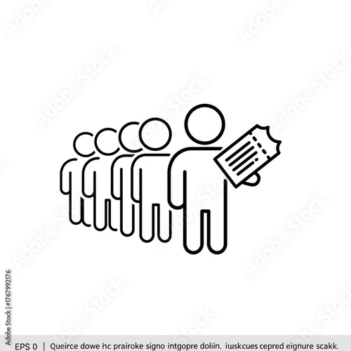 People in a queue holding a ticket line icon.