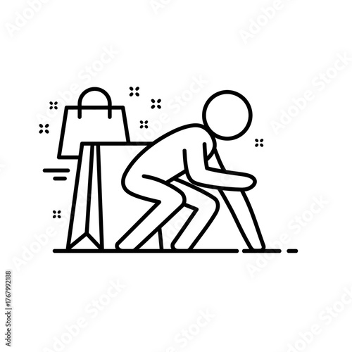 Person with shopping bags bending down to pick something up.