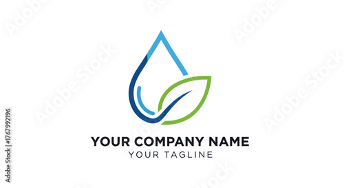 Water Drop and Leaf Logo Design for Eco-Friendly Business.