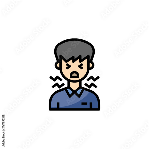 Man suffering from neck pain clutches his throat in agony, depicting a common health issue with a focus on discomfort and distress.