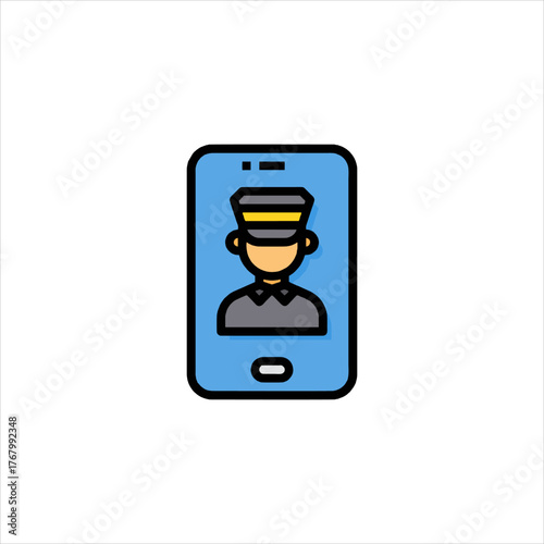 Police officer appears on a smartphone screen during a video call, showcasing modern communication and technology in law enforcement.