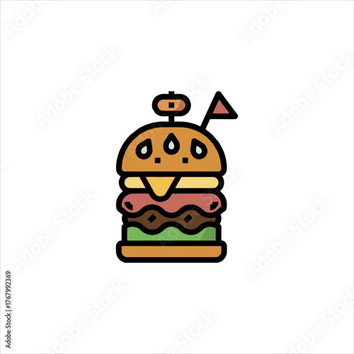 Delicious burger with cheese and fresh vegetables sitting on a white plate, ready to be eaten for lunch, creating a mouthwatering and appetizing scene.