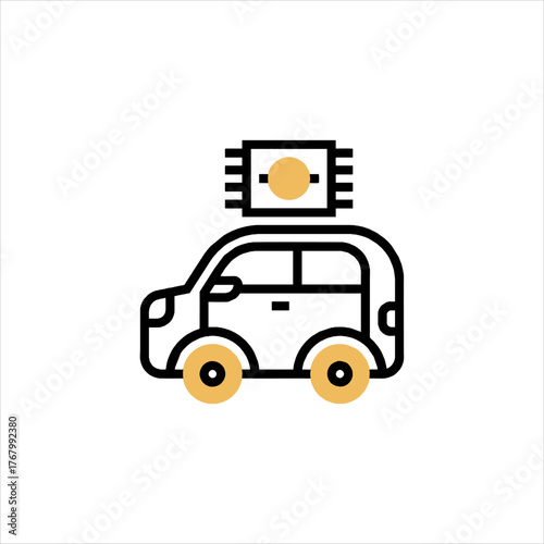 Autonomous car drives along city street with advanced sensor technology showcasing the future of transportation and innovation.