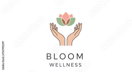 Bloom Wellness Logo - Hands cradling a blossoming flower, representing holistic well being.