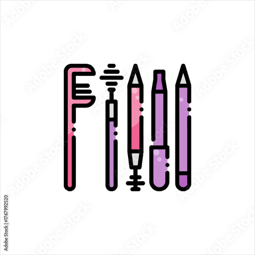 Cosmetics arranged neatly on white surface, showcasing beauty tools for makeup application with clean and minimalist aesthetic.